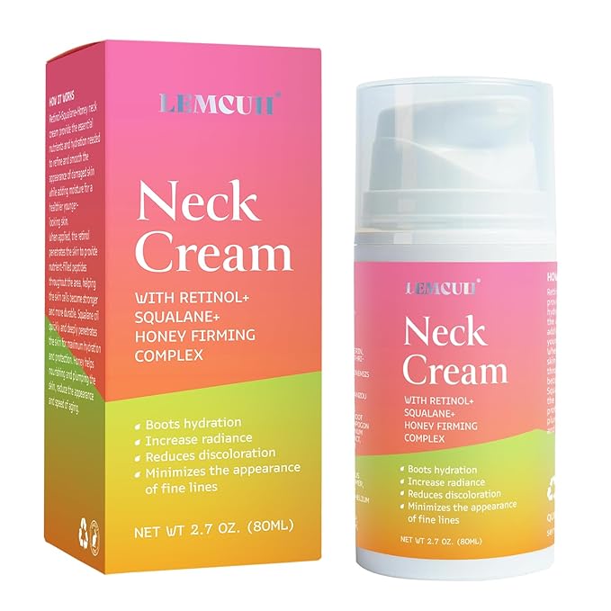 Neck Cream for Tightening and Firming: Anti Aging Anti Wrinkles Reduces Neck Lines Fine Lines - Retinol Niacinamide Squalane Hyaluronic Acid Ceramides Cruelty Free Paraben Free 2.8 OZ/80g