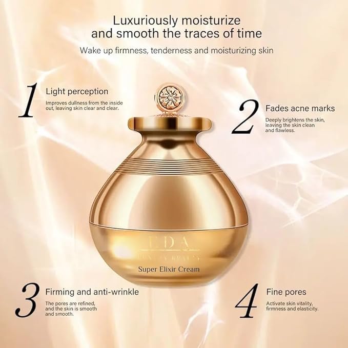 Luxe Diamond Caviar Super Elixir Cream - Anti-Aging With Caviar Extract Collagen, Daily Anti-Wrinkle Moisturizer, Hydrating & Tightening Pores - Vegan & Paraben-Free