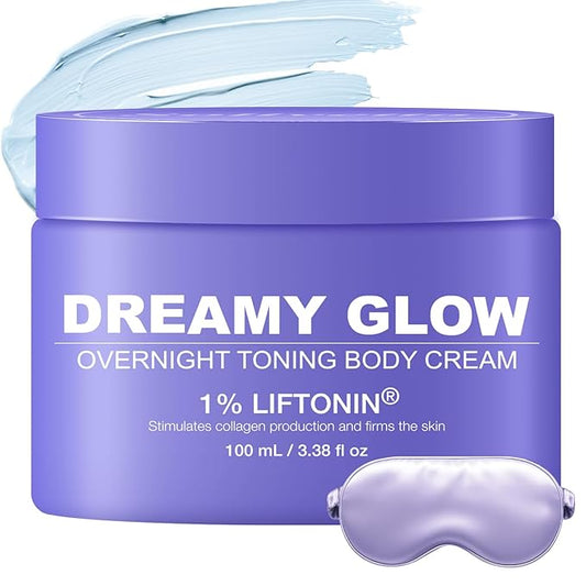 Dreamy Glow Overnight Toning Whip Cream – Anti Cellulite & Tightening Loose Skin for Body – LIFTONIN® Get Firming Cream with Satin Eye Mask 3.38 fl oz