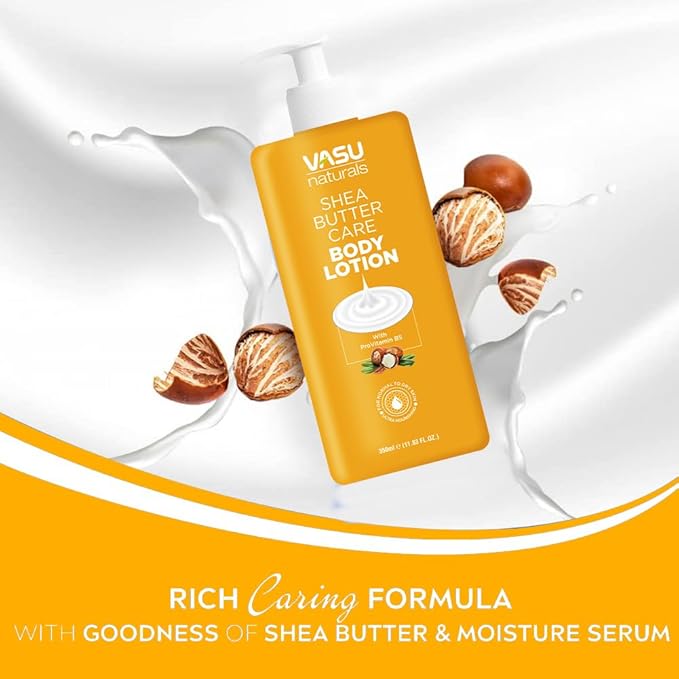 Vasu Naturals Shea Butter face moisturizer - Hydrating body lotion, Long-Lasting hand cream for Dry Skin, Lightweight face lotion, Coconut Oil hand lotion for skincare 11.83 fl oz each (Pack of 2)