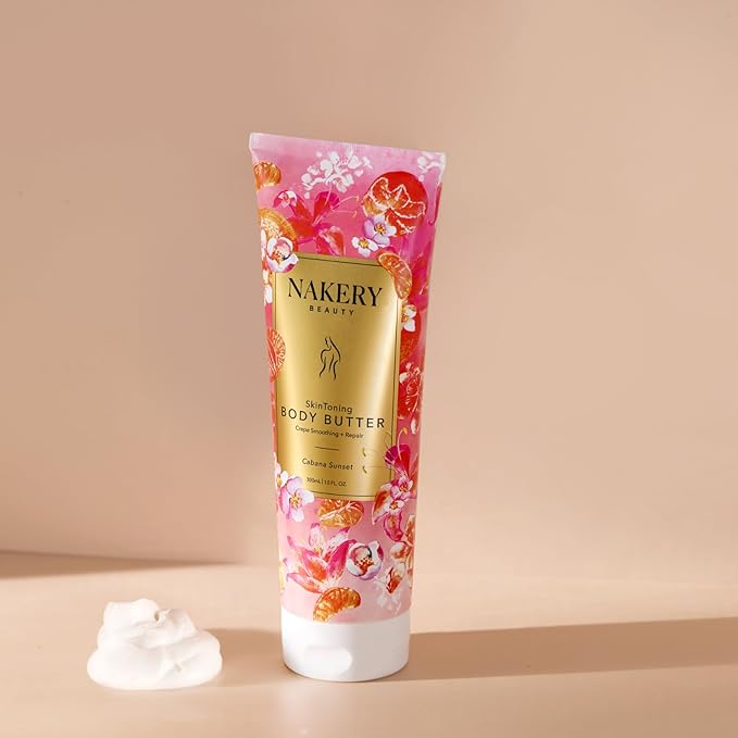 Nakery Skin Toning Body Butter for Women - Firming Body Lotion for Women - Peptide Infused Body Lotion for Crepey & Sagging Skin - Firming Lotion for Neck, Arms & Legs - Cabana Sunset