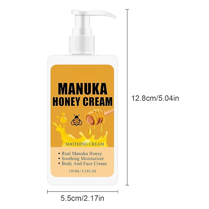 Manuka Honey Cream, Honey Firming Cream Body Lotion & Face Moisturizer Skin Care for Dry Crepey Wrinkle Sun Damaged Skin Tightening Body Cream for Women & Men 5.3oz