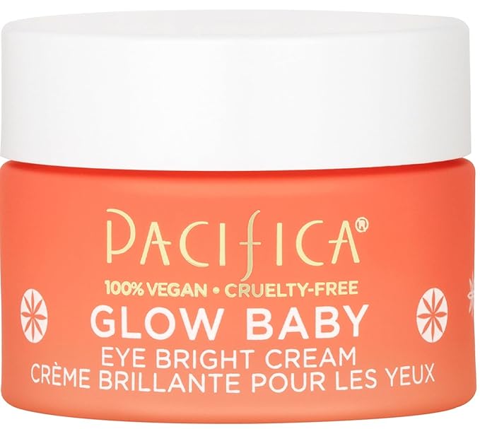 Pacifica Glow Baby Brightening Eye Cream – Vitamin C Under Eye Cream for Dark Circles & Puffiness, Caffeine-Infused Eye Brightener for Tired Eyes Fragrance-Free 0.5 oz Clean Vegan Dermatologist Tested