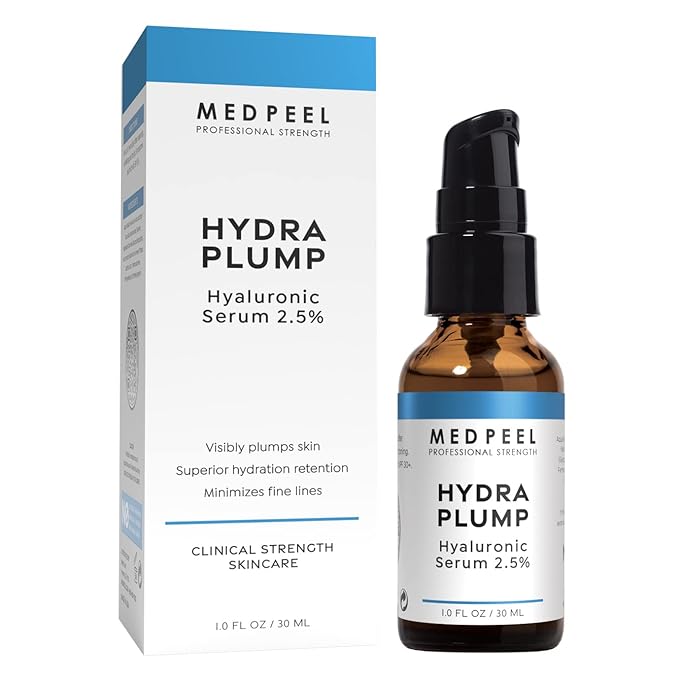 MedPeel Hydra-Plump Hyaluronic Acid Serum 2.5%, Lightweight Face Serum, Deep Hydration for Aging Dry Skin and Healthy Glow, 1.0 fl oz