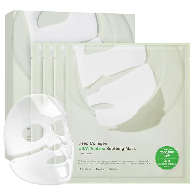 SUNGBOON EDITOR Deep Collagen CICA Tea tree Overnight Mask 37gx4ea | Real Collagen Face Mask with Tea tree & Centella | Acne Face Mask for Calming & Soothing | Korean Skin Care
