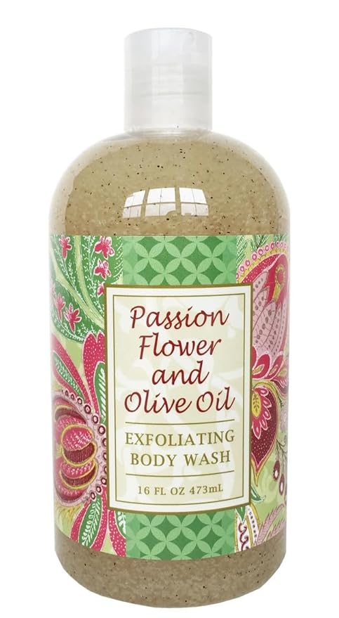 Greenwich Bay Trading Co. Exfoliating Scented Body Wash - Luxury Spa Quality, Shea & Cocoa Butter Enriched - 16 Ounce (Passion Flower & Olive Oil)