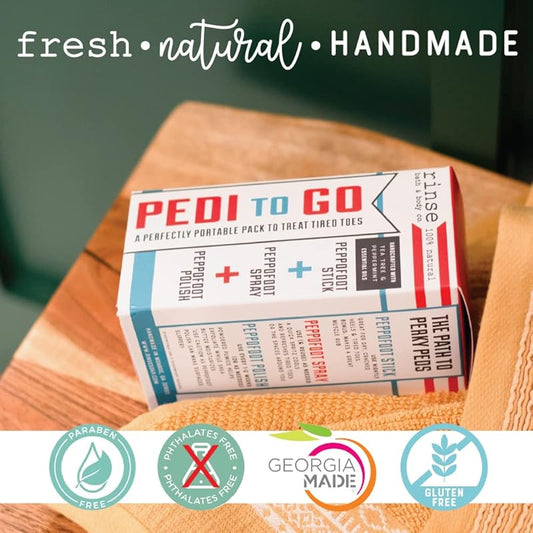 Rinse Bath & Body Peppofoot Home Pedicure Foot Spa Kit - Handmade, Natural Foot Spa Kit | Foot Scrub, Moisturizing Stick and Refreshing Spray | Gluten Free | Non-GMO | Travel Friendly