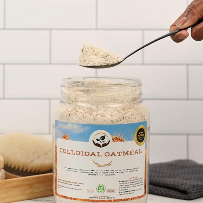 Dirty Treasures Colloidal Oatmeal Bath | Eczema & Itchy Skin Relief | Baby-Safe, 100% Natural, Fragrance-Free | 2 lb (32oz)
