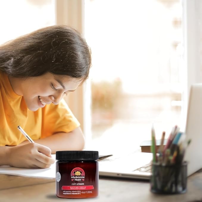 WHOLESOME HIPPY Daytime Focus Calm Cream – Energizing Body Butter with Magnesium, Vitamin B12, Guarana & Bergamot Orange – Moisturizing Wellness Cream for Daily Clarity – 4oz