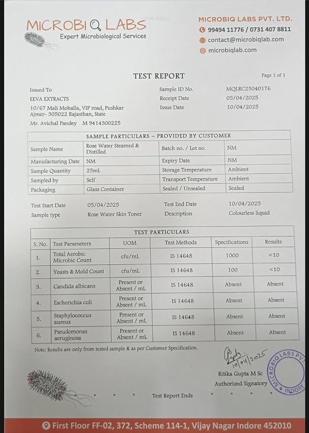 Eeva Extracts - Organic Rose Water I Natural Hydrates,Cleanses & Moisturises for Skin & Face I No Sulphate,Alcohol,&Parabens I pH Balancer I Facial Toner Spray I for Women & Men,100Ml