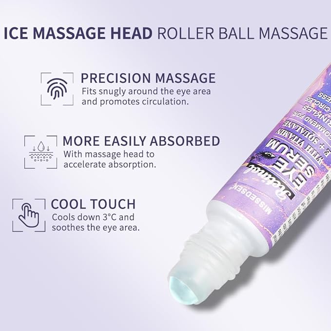 Retinol Vitamin C Eye Cream & Serum Set for Anti-Aging Treatment - Gentle Formula for Sensitive Skin (30g/1 OZ and 8ml/0.27 OZ)