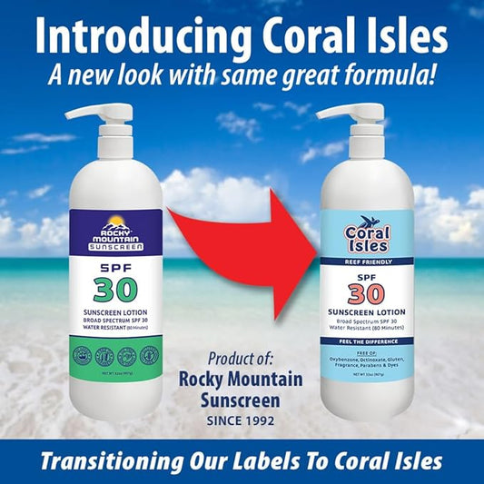 Rocky Mountain Sunscreen SPF 30 Lotion | Broad Spectrum UVA/UVB Protection | Hawaii 104 Reef Act Compliant (Oxybenzone & Octinoxate Free) | Water Resistant 80 Min. | Quart with Pump (32 Fl Oz)