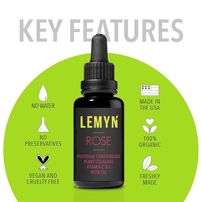 Squalane + Vitamin C Rose Oil Serum | Luxury Hydrating & Brightening Face Oil | With THD Vitamin C, Rosa Damascena & Carotenoids | Freshly Made in USA | 15ml