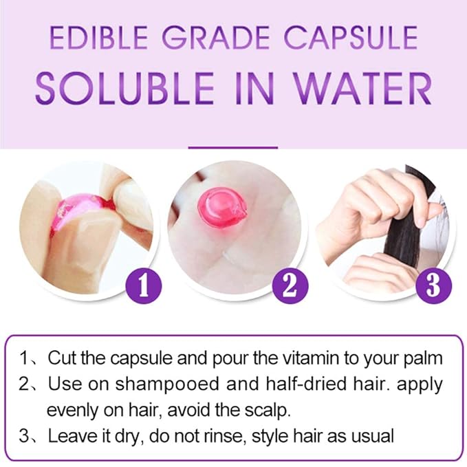 Hair Treatment Serum - 40 Hair Care Capsules - Hair Growth Serum - With Argan Macadamia & Avocado Oils - Vitamins A, E, & Pro B5 - Conditioner for Women & Men