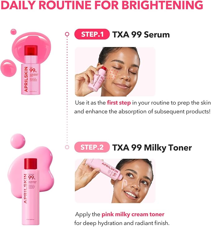 APRILSKIN TXA+Niacinamide 99 Pink Milky Toner | 99% High-Purity TXA 3%+ Niacinamide 5% for Brightening | Highly Concentrated Cream Toner | Deep Moisturizing Formula for Dull Skin | 5.07 fl.oz.