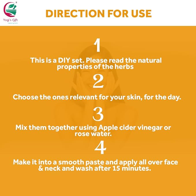 YOGI’S GIFT – Celebrating health Ayurvedic Skin Care Sampler | Six Powders in One Pack | Aloe vera, Rose petal, Wild Turmeric, Licorice, Neem & Orange Peel Powders 1oz Each | Soap Making Ingredient