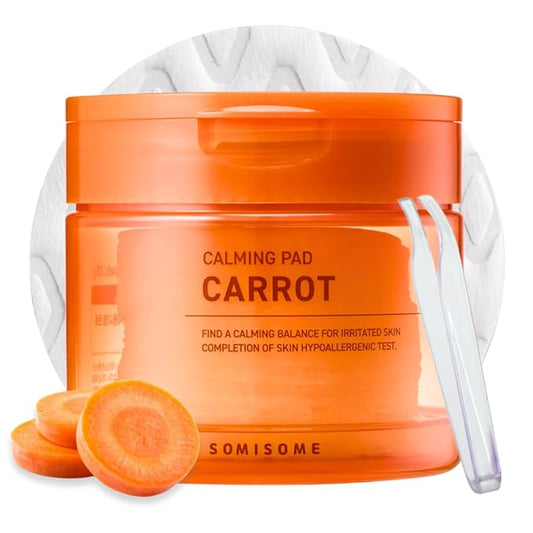 Carrot Calming Toner Pads – Korean Face Toner Pad with Centella Asiatica, Hydrating & Pore Minimizer, Soothing & Hydrating with Jeju Carrot Extract, 100% 7 Layer Cotton 40 Pads