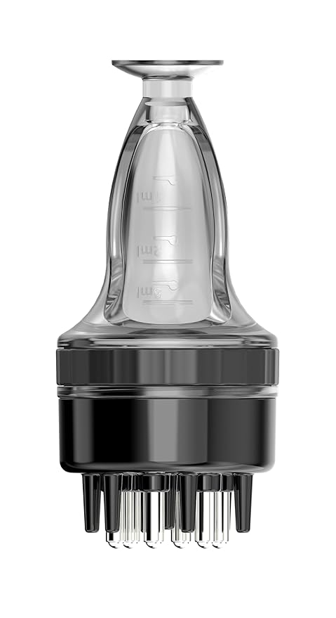 Scalp and Hair Growth Massager Comb with Applicator Bottle for Essential Oils, Serums, and Follicle Care Treatment (Black)