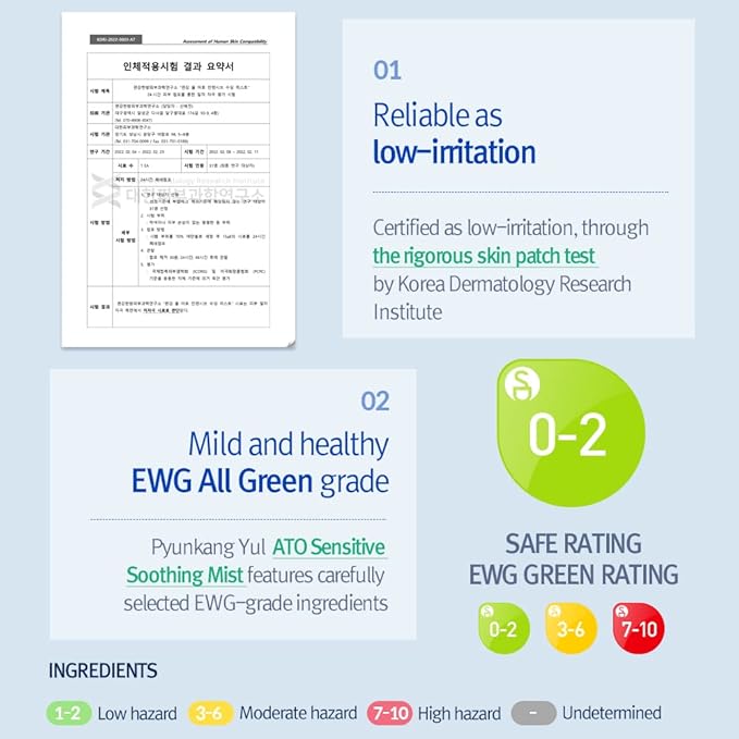 Pyunkang YUL PKY ATO Intensive Soothing Mist - Fast Calming, Refreshing, Moisturizing Facial & Body Low pH Mist Spray with Honeysuckle Flower, Sensitive Skin EWG Verified 4.9Fl.Oz