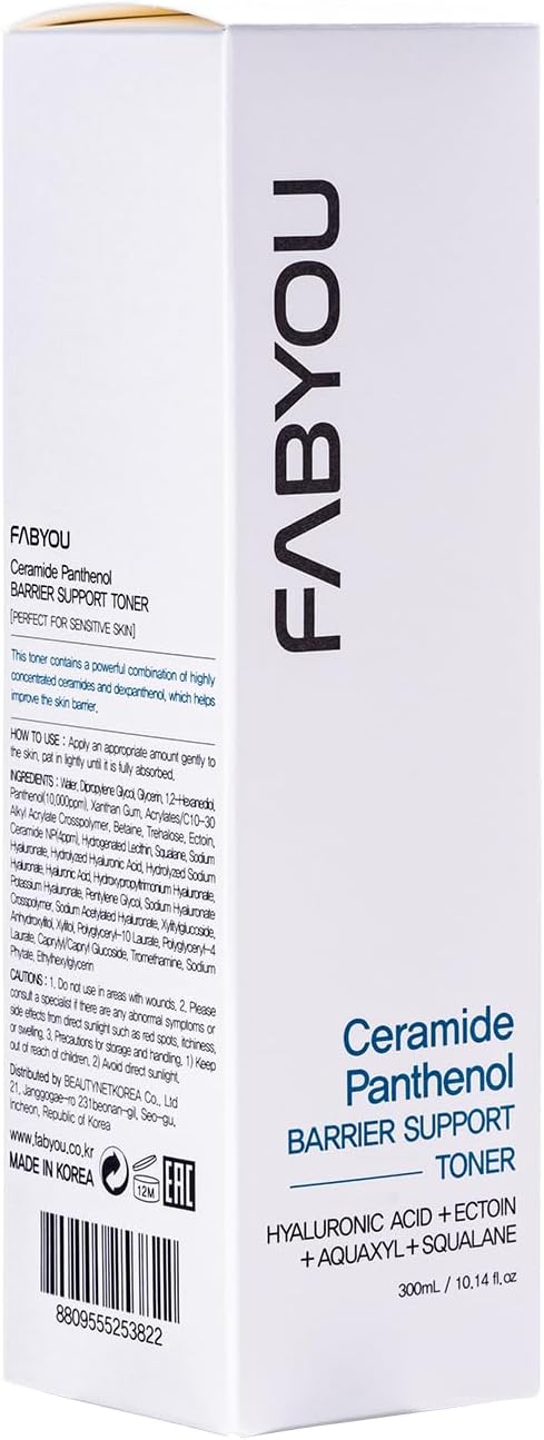Ceramide Panthenol Barrier Support Toner 10.14 fl oz - Hydrating Facial Toner for Sensitive Skin, Barrier Repair & Soothing with 8 Types of Hyaluronic Acid, Korean Skincare