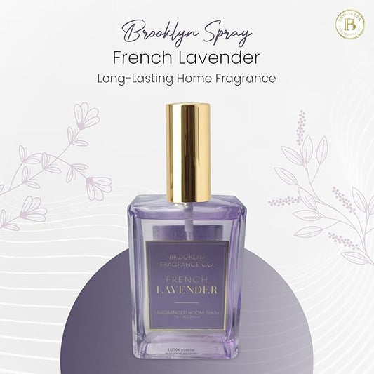 Brooklyn Fragrance Co. Everyday Room Spray – Premium French Lavender Scent - Long lasting Fragrance for Home, Office or Bathroom – Air Freshener Rectangle Spray bottle – 100 ml