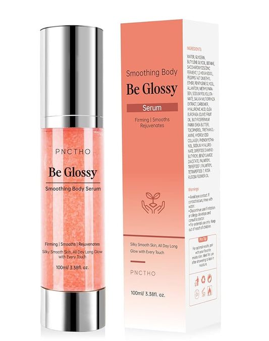 Be Glossy Body Serum for Wrinkles, Anti-Aging Hydrate & Plump With Hyaluronic Acid, Vitamin E, Glycerin and Shea Butte, Peptides, Tighten and Lift Serum 100ML/3.38 Fl Oz