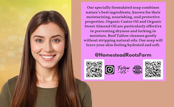 -Lavender- Handcrafted with Grass-Fed Beef Tallow and Organic Oils - Scented with Organic Essential Oils - Artisanal Bar Soap - 3 Pack - Each Bar Unique, Beige