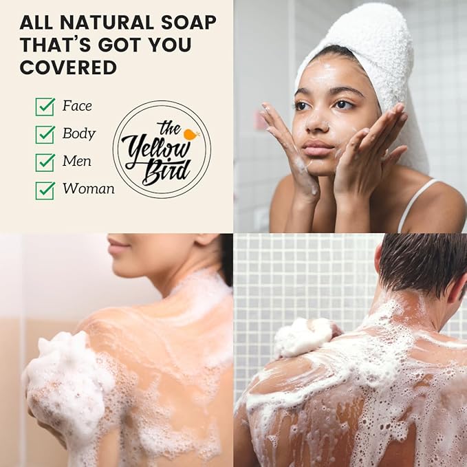 Yellow Bird Unscented Shea Butter Soap Bar – Natural Vegan Handmade Face & Body Soap for Men & Women with Sensitive Skin – Gentle, Moisturizing & Fragrance-Free with Organic Plant Oils