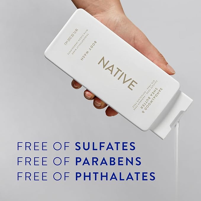 Native Body Wash Contains Naturally Derived Ingredients | For Women & Men, Sulfate, Paraben, & Dye Free Leaving Skin Soft and Hydrating | Sandalwood & Shea Butter 18 oz - 2 Pk