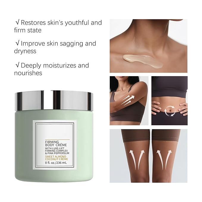 New Champagne Moisturizing Firming Body Creme for Hydrating, Skin Moisturizer Tightens, Hydrates Dry Skin on Arms, Legs, Belly & Neck - Day and Night - 1 Pack (Coconut, 8 Fl Oz/236 ML)