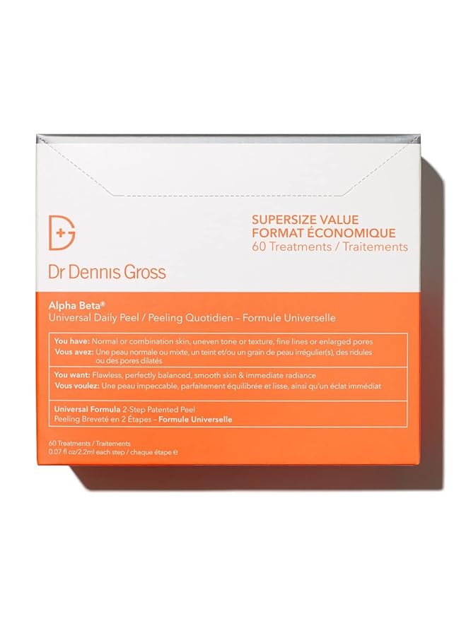Dr. Dennis Gross Alpha Beta Universal Daily Peel: for Uneven Tone or Texture and Fine Lines or Enlarged Pores, (60 Treatments)