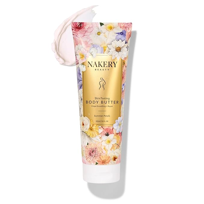 Nakery Skin Toning Body Butter for Women - Firming Body Lotion for Women - Peptide Infused Body Lotion for Crepey & Sagging Skin - Firming Lotion for Neck, Arms & Legs - Summer Petals