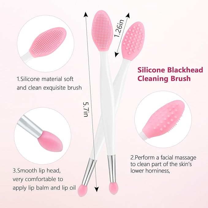 Silicone Face Scrubber, 2pcs Exfoliating Lip Brush, 1pcs Cleansing Brush,2pcs Face Mask Exfoliator Blackhead Skin Care Tool