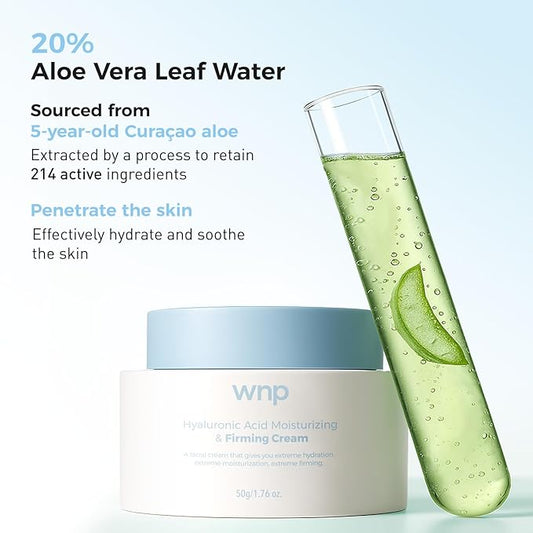 WNP Hyaluronic Acid Moisturizing & Firming Cream -4D Hyaluronic Acid, Aloe Vera,Peptides,Collagen,Ceramides Anti-Aging Face Moisturizer Vegan SkinCare for Fine Lines,Wrinkles Dry Sensitive Skin