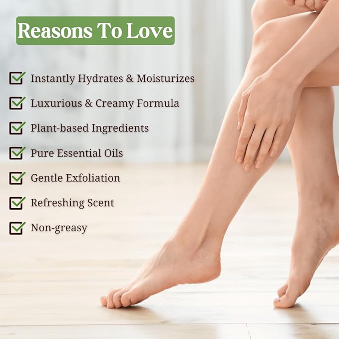 Peppermint, Rosemary, Eucalyptus & Tea Tree Oil Foot Cream for Dry Feet, Cracked Heels, Calluses, Athlete's Foot - Heel Repair Cream for Women & Men (8 oz)