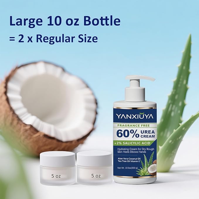 60% Urea Cream for Feet with 2% Salicylic Acid, Fragrance-Free Foot Cream and Urea Lotion for Cracked Heels, Dry Skin & Callus Remover, Maximum Strength Moisturizing Cream, 10.5 oz