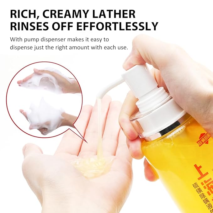 Bee & Flower Sulfur Soap Liquid Shampoo & Body Wash - Daily Head to Toe Skin Care Product for Men and Women - 16.8 Fl Oz - Pack of 1