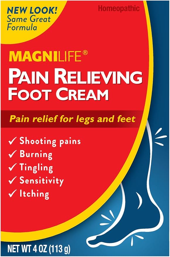 MagniLife Pain Relieving Foot Cream, All-Natural Moisturizing Foot Pain Relief with Beeswax and Eucalyptus to Soothe Soreness, Burning, Tingling, and Sensitivity - 4oz