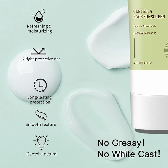 𝐶𝑒𝑛𝑡𝑒𝑙𝑙á Korean Sunscreen Calming Moisture Daily Sunscreen SPF 50+ PA++++, Facial Sunscreen for Women, Water-fit Sun Serum No White Cast, Vegan Sunscreen for Face Korean Skincare
