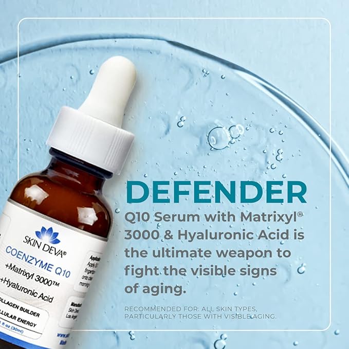 SKIN DEVA 1 fl oz COENZYME Q10 Anti Aging Serum Formula with Matrixyl 3000 and Hyaluronic Acid Serum Facial Serums, Anti Wrinkle Serum which Stimulates Collagen and Elastin Production
