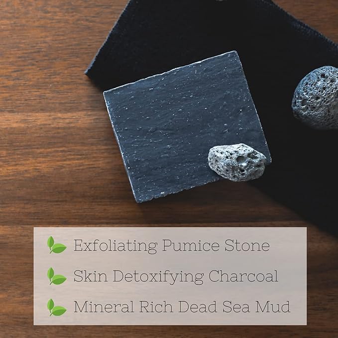 The Yellow Bird Dead Sea Mud Soap Bar - With Exfoliating Pumice Scrub & Detoxifying Charcoal. Organic & Natural Essential Oils. Made in USA for Men and Women. Face, Hand, Body Soap