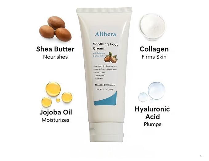 soothing Foot Cream with Collagen, Lactic Acid & Shea Butter – 3.5oz Intensive Repair for Dry Cracked Heels, Includes Moisturizing Sock for Overnight Hydration (Heel sock)