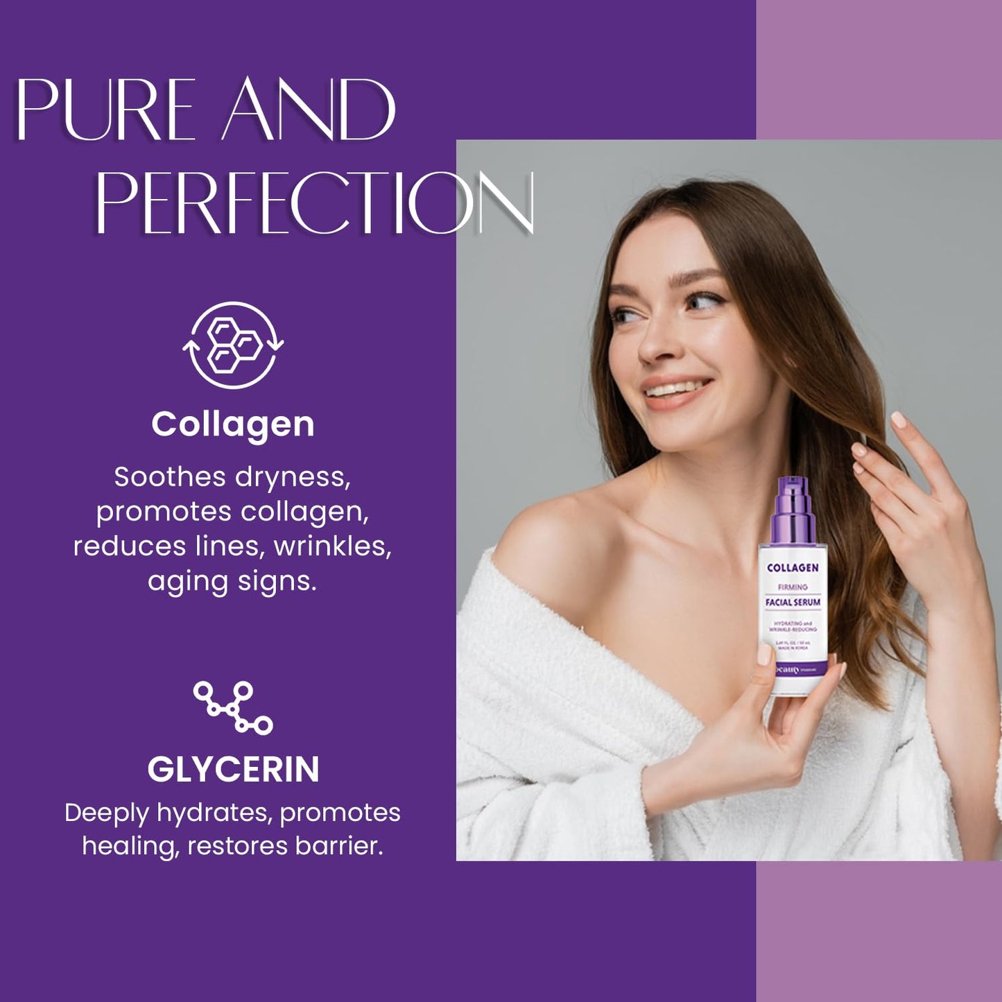 Collagen Face Serum - Dermatologist Tested, Anti-Aging, Skin Tightening, Hydrating - Clean Beauty, Cruelty-Free Korean Skin Care for All Skin Types - 1.69 Fl. Oz