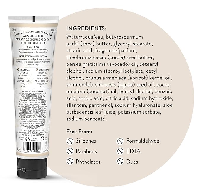 J.R. Watkins Natural Moisturizing Hand Cream, Hydrating Hand Moisturizer with Shea Butter, Cocoa Butter, and Avocado Oil, Cruelty Free, 3.3oz, Coconut, 3 Pack