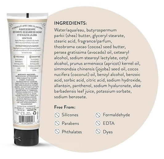 J.R. Watkins Natural Moisturizing Hand Cream, Hydrating Hand Moisturizer with Shea Butter, Cocoa Butter, and Avocado Oil, Cruelty Free, 3.3oz, Coconut, 3 Pack