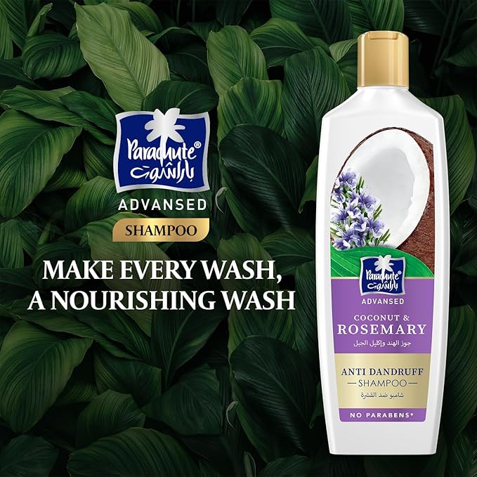 Parachute Advansed Anti-Frizz Serum & Rosemary Shampoo Combo | Frizz-Free, Purified, Nourished Hair | Pack of 2 | 6.7 Fl oz + 11.4 Fl oz