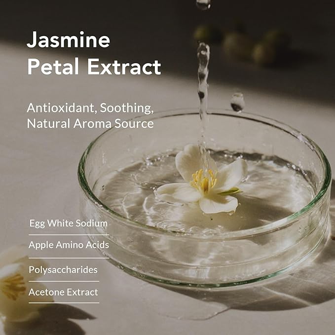 Kustie Jasmine Body Wash Deep Moisturizing Shower Gel with 640 Real Petals, Hyaluronic Acid, Niacinamide & Squalane, Rich Lather, Long-Lasting Natural Scent for Dry & Sensitive Skin, 24.3 fl oz