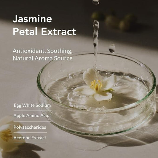 Kustie Jasmine Body Wash Deep Moisturizing Shower Gel with 640 Real Petals, Hyaluronic Acid, Niacinamide & Squalane, Rich Lather, Long-Lasting Natural Scent for Dry & Sensitive Skin, 24.3 fl oz