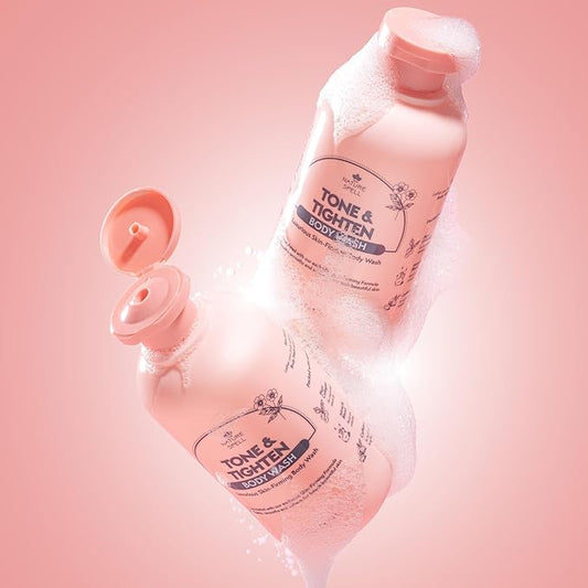 Nature Spell Tone & Tightening Body Wash, Firming Shower Gel for Skin Elasticity, Infused with Hyaluronic Acid, Plant Collagen and Ginseng, for All Skin Types, No SLS, Vegan, 10.8 fl oz