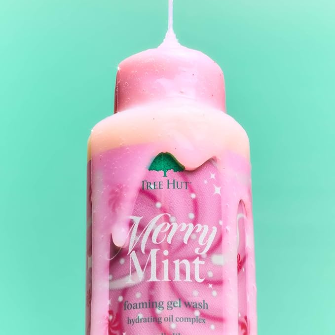 Tree Hut Merry Mint Foaming Gel Wash, Moisturizing & Hydrating Body Wash with Shea Butter, Gently Cleanses for Soft, Fresh & Radiant Skin, Holiday Gift & Stocking Stuffer, 18 fl oz